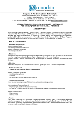 Programa de P&oacute;s-Gradua&ccedil;&atilde;o em Biotecnologia Universidade