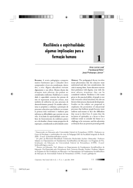 Resili&ecirc;ncia e espiritualidade: algumas implica&ccedil;&otilde;es para a
