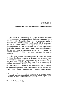 II - Da Col&ocirc;nia ao Subdesenvolvimento