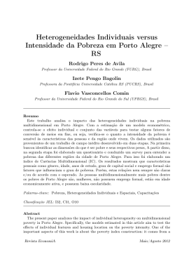 Heterogeneidades Individuais versus Intensidade da Pobreza em