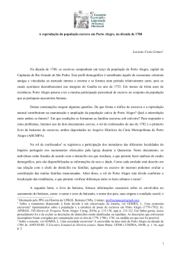 A reprodu&ccedil;&atilde;o da popula&ccedil;&atilde;o escrava em Porto Alegre, na d&eacute;cada de
