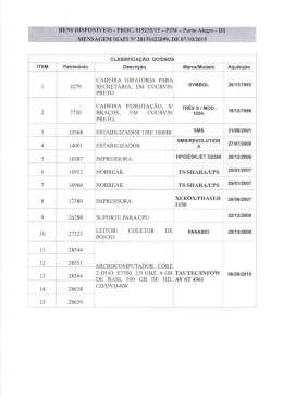 BENS DISPON&Iacute;VEIS - PROC. 019235/15 - PJM - Porto Alegre