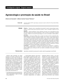 Agroecologia e promo&ccedil;&atilde;o da sa&uacute;de no Brasil