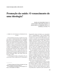 Promo&ccedil;&atilde;o da sa&uacute;de: O renascimento de uma ideologia?