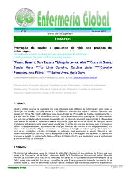 Promo&ccedil;&atilde;o da sa&uacute;de: a qualidade de vida nas pr&aacute;ticas da enfermagem