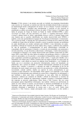 tecnologias e a promo&ccedil;&atilde;o da sa&uacute;de