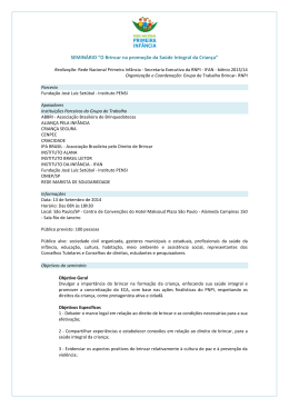SEMIN&Aacute;RIO &ldquo;O Brincar na promo&ccedil;&atilde;o da Sa&uacute;de