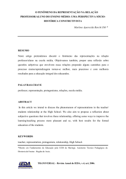 o fenômeno da representação na relação professor/aluno