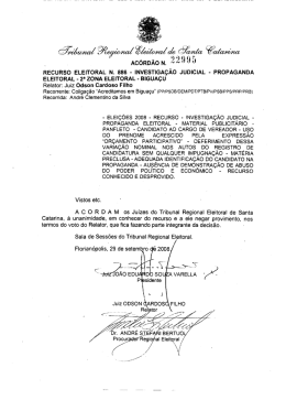 Ac&oacute;rd&atilde;o n. 22.995 - Tribunal Regional Eleitoral de Santa Catarina