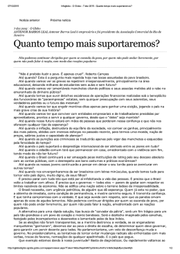 Quanto tempo mais suportaremos