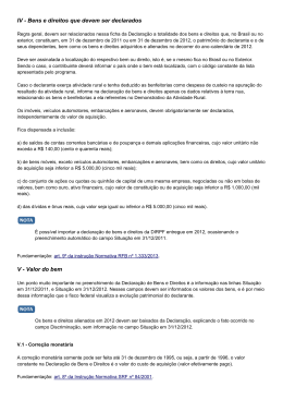 IV - Bens e direitos que devem ser declarados V