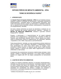 ESTUDO PR&Eacute;VIO DE IMPACTO AMBIENTAL - EPIA - Crea-PR