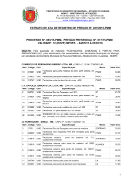 Extrato da Ata de RP n&ordm; 37/15-PMM - 3&ordf; Publ.