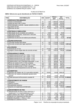 Planilha de composição de preços atualizada