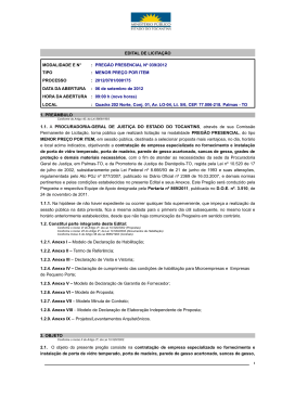 EDITAL DE LICITA&Ccedil;&Atilde;O - Minist&eacute;rio P&uacute;blico do Estado do Tocantins