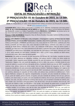 EDITAL DE PRA&Ccedil;A/LEIL&Atilde;O e INTIMA&Ccedil;&Atilde;O 1&ordf;
