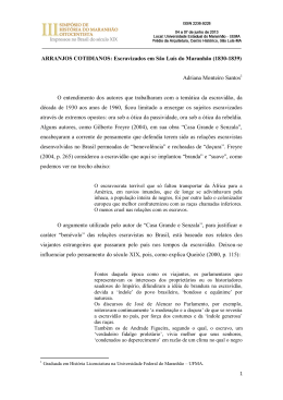ARRANJOS COTIDIANOS: escravizados em S&atilde;o