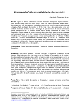Processo Judicial e Democracia Participativa: algumas reflex&otilde;es,