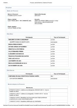 Processo Judicial Eletr&ocirc;nico&euro;Detalhe do Processo