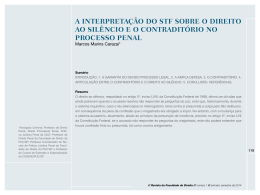 a interpreta&ccedil;&atilde;o do stf sobre o direito ao sil&ecirc;ncio e o contradit&oacute;rio no