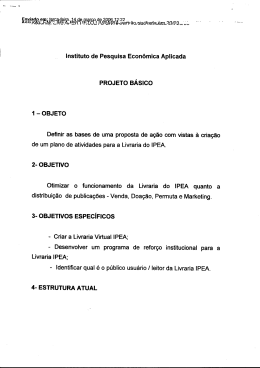 Instituto de Pesquisa Econômica Aplicada PROJETO BÁSICO