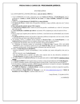 PROVA PARA O CARGO DE: PROCURADOR JUR&Iacute;DICO.
