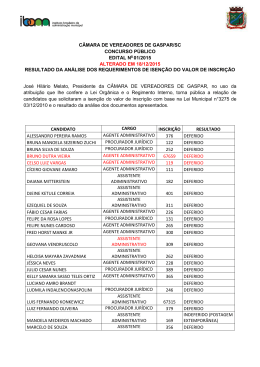 Resultado An&aacute;lise dos Requerimentos de Isen&ccedil;&atilde;o do Valor