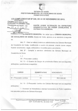 ESTADO DE GOI&Aacute;S PREFEITURA MUNICIPAL DE cOcALzINHo DE