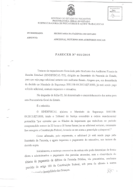 Parecer da Procuradoria Geral de Estado nº 011/2015.
