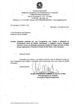 PODER JUDICIÁRIO . - Tribunal Regional do Trabalho da 2ª Região