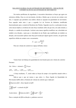 BALANÇO GLOBAL DA QUANTIDADE DE MOVIMENTO