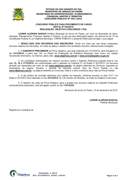 CONCURSO P&Uacute;BLICO PARA PROVIMENTO DE CARGO EDITAL