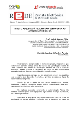 direito adquirido &agrave; readmiss&atilde;o, sem ofensa ao