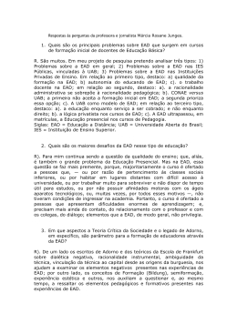 1. Quais s&atilde;o os principais problemas sobre EAD que