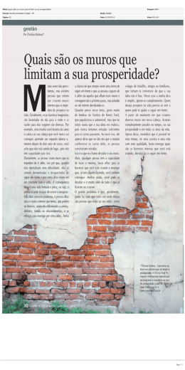 Quais s&atilde;o os muros que limitam a sua prosperidade?