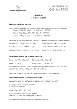 Respostas semifinal - Olimp&iacute;adas de Qu&iacute;mica