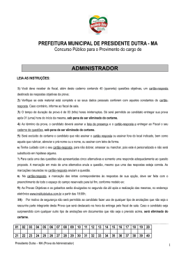 Prova para Administrador da Prefeitura Municipal de Presidente Dutra