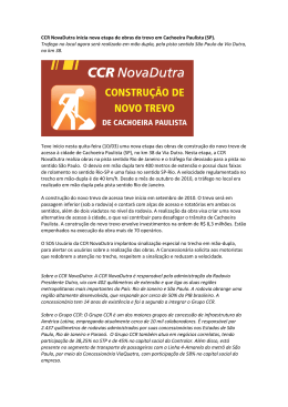 CCR NovaDutra inicia nova etapa de obras do trevo em Cachoeira