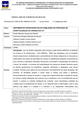 sentimentos vivenciados pelos familiares no