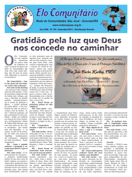 Gratid&atilde;o pela luz que Deus nos concede no caminhar Gratid&atilde;o pela