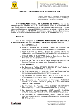 PORTARIA CGM N&ordm;. 006 DE 27 DE NOVEMBRO DE 2015 O