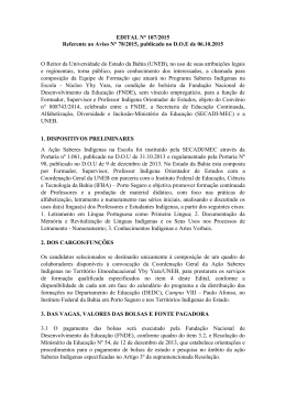 EDITAL N&deg; 107/2015 Referente ao Aviso N&deg; 78/2015