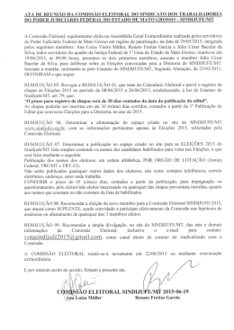 ata de reuni&atilde;o da comiss&atilde;o eleitoral do sindicato - SINDIJUFE-MT
