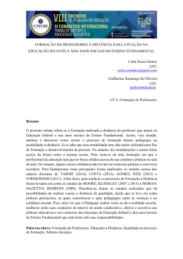 FORMA&Ccedil;&Atilde;O DE PROFESSORES A DIST&Acirc;NCIA PARA