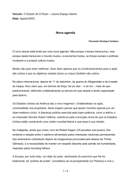 Nova agenda - Instituto Fernando Henrique Cardoso