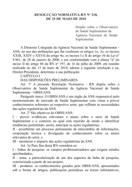 RESOLUÇÃO NORMATIVA-RN Nº 218, DE 25 DE