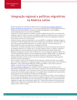Integração regional e políticas migratórias na América Latina