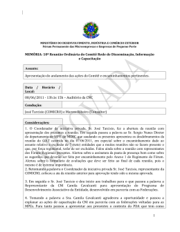 10ª Reunião Ordinária do Comitê Rede de Disseminação