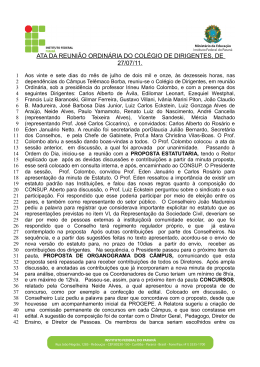 ATA DA REUNIÃO ORDINÁRIA DO COLÉGIO DE