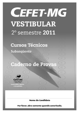 T&eacute;cnico Subsequente - Copeve - Cefet-MG